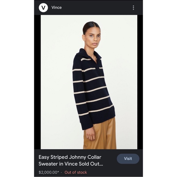 Vince Johnny-Collar Stripe Wool-Cashmere Sweater - Picture 5 of 14